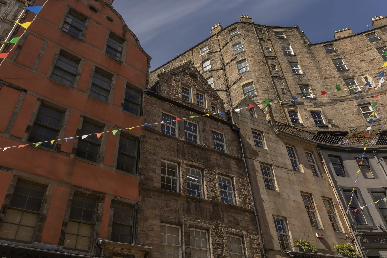 Stone tenement buildings on West Bow Street in Edinburgh